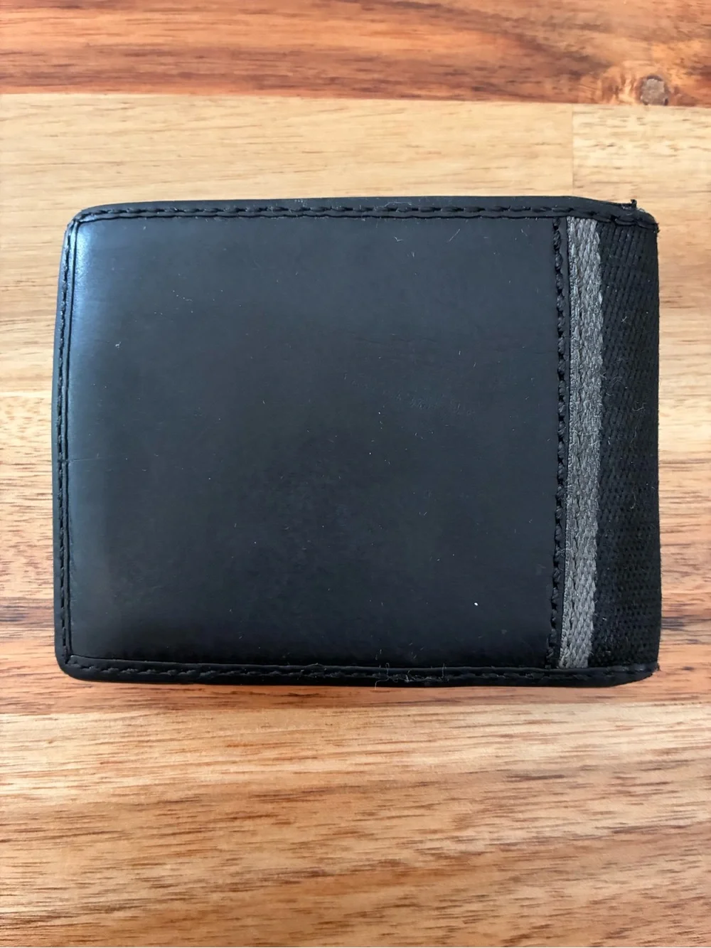 COACH Men’s Black Leather Wallet Bifold Billfold w/ Gray Canvas Accent